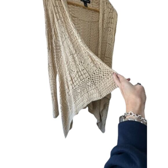 INC International Concepts Beige Open Knit Swing Cotton Cardigan Sweater Small - Picture 8 of 8
